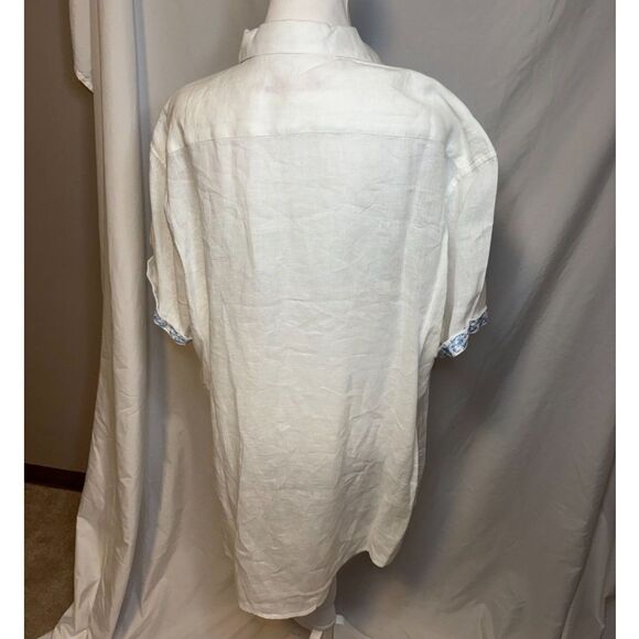 Robert Graham Highland White Short Sleeve Button Down Shirt Men Collar Designer - Picture 2 of 9